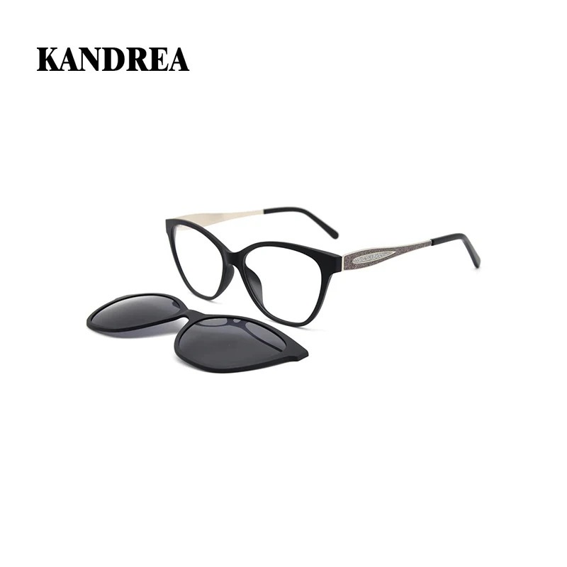 

KANDREA Ultem Retro Cat Eye Polarized Sunglasses Women Brand Luxury Magnet Clip On Optical Myopia Prescription Glasses 953