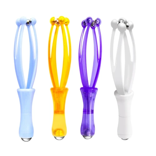 손잡이가 달린 미니 손가락 관절 마사지기, 손가락 혈액 순환 및 근육 이완용, 4 롤러 스틸 볼 