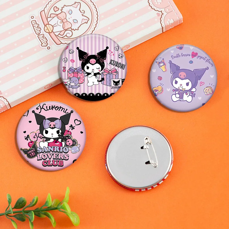 Broche Kuromi de dibujos animados de Anime, insignia de solapa de melodía Kawaii, mochila, camisa, sombrero, Pin de Metal, accesorios bonitos, regalos de cumpleaños para niños