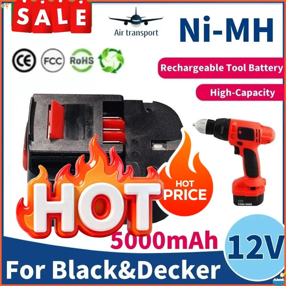 🎠~12V 5000mah RechargeableTool Battery forBlack&Decker A12 A12EX FSB12 FS120B A1712 HP12K HP12 Ni-MH Replacement Drill Battery