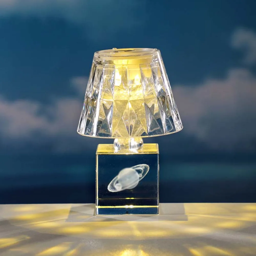 Creative LED Modern Crystal Table Lamp Acrylic Transparent Crystal Diamond Desk Lamp Love Romantic Bedside Night Light Bar