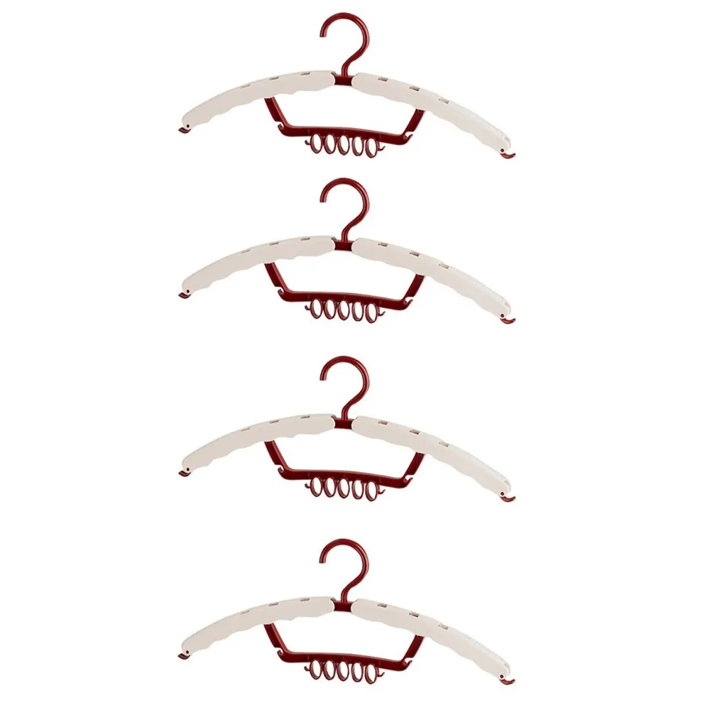 

4 Pieces Plastic 3-in-1 Clothes Drying Rack Anti-slip Windproof Folding Clothes Hanger Hanging Save Space