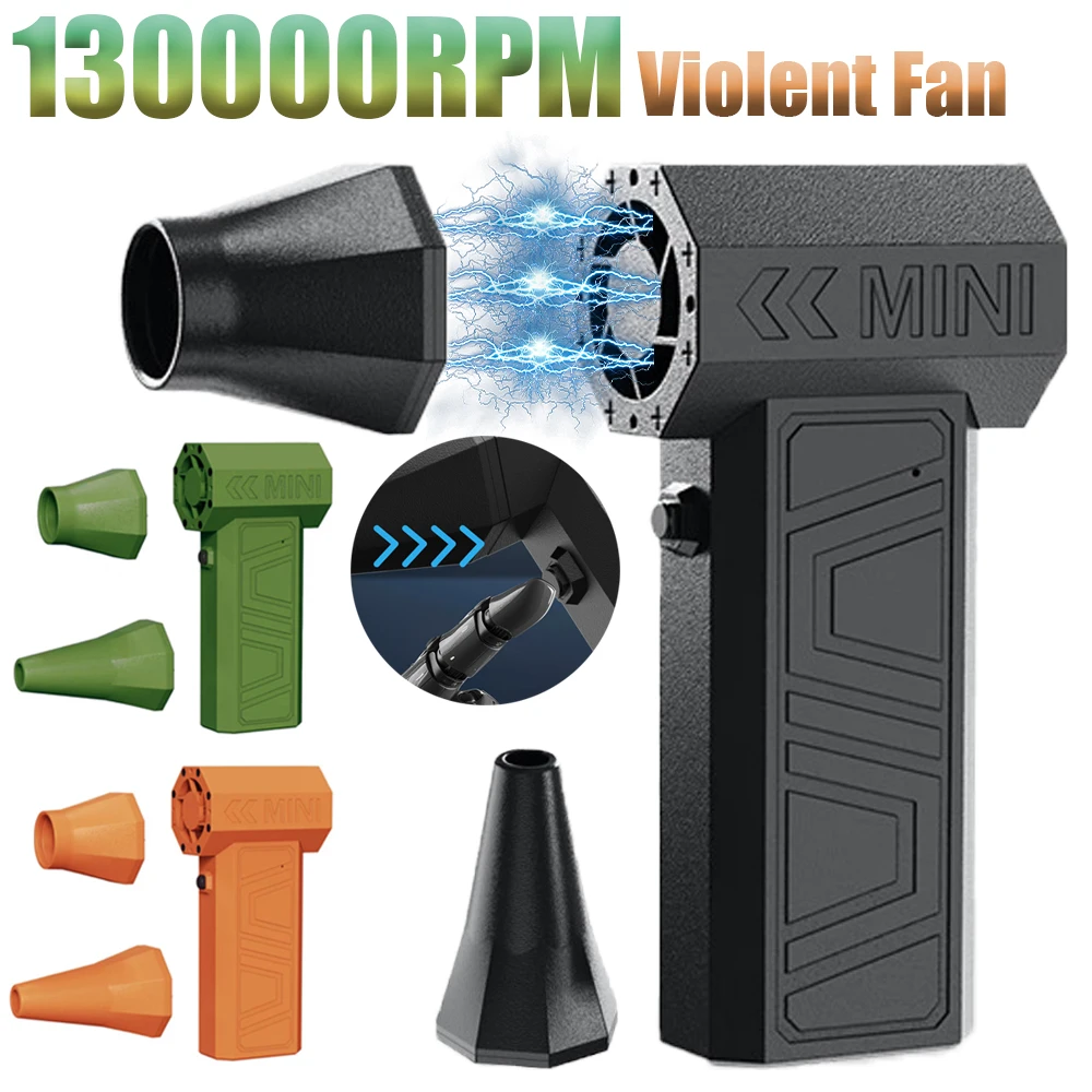 130000RPM Powerful Air Blower Turbo Violent Fan with 2 Magnetic Nozzles 41m/s Handheld Turbo Jet Fan Car Dryer Brushless Motor