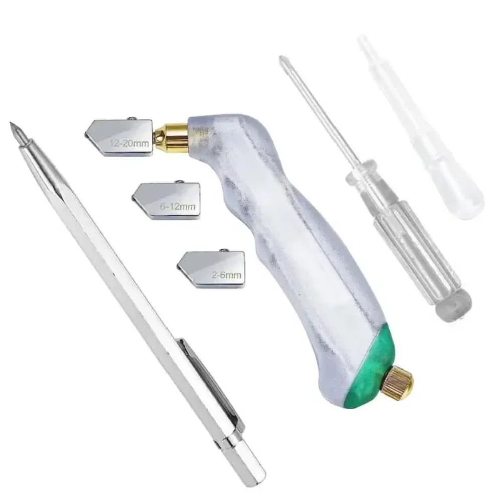 Glass Cutter with Automatic Lubrication and Ergonomic Grip for Precision Cutting on Thick Tiles and Glass Sheets