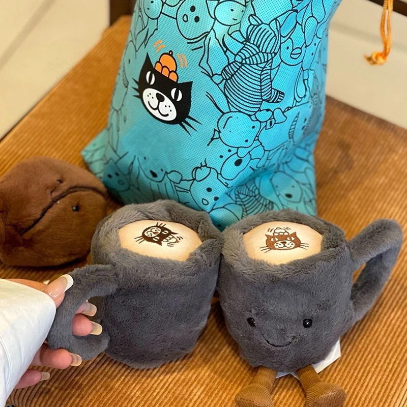 Jelly Cat Plüsch, lustige Kaffeetasse, süßes Plüschtier, beruhigende Plüschpuppe, Überraschungsgeschenk, Plüschpuppe, süßer Rucksack, Plüsch-Anhänger-Spielzeug