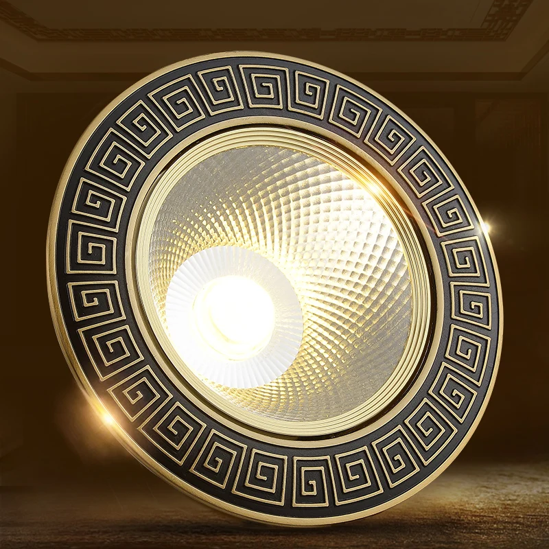 

LED Downlight 12W 15W 18W Copper Embedded Ceiling Lamp Living Room Dining Bedroom Corridor Decorative Brass COB Spotlights