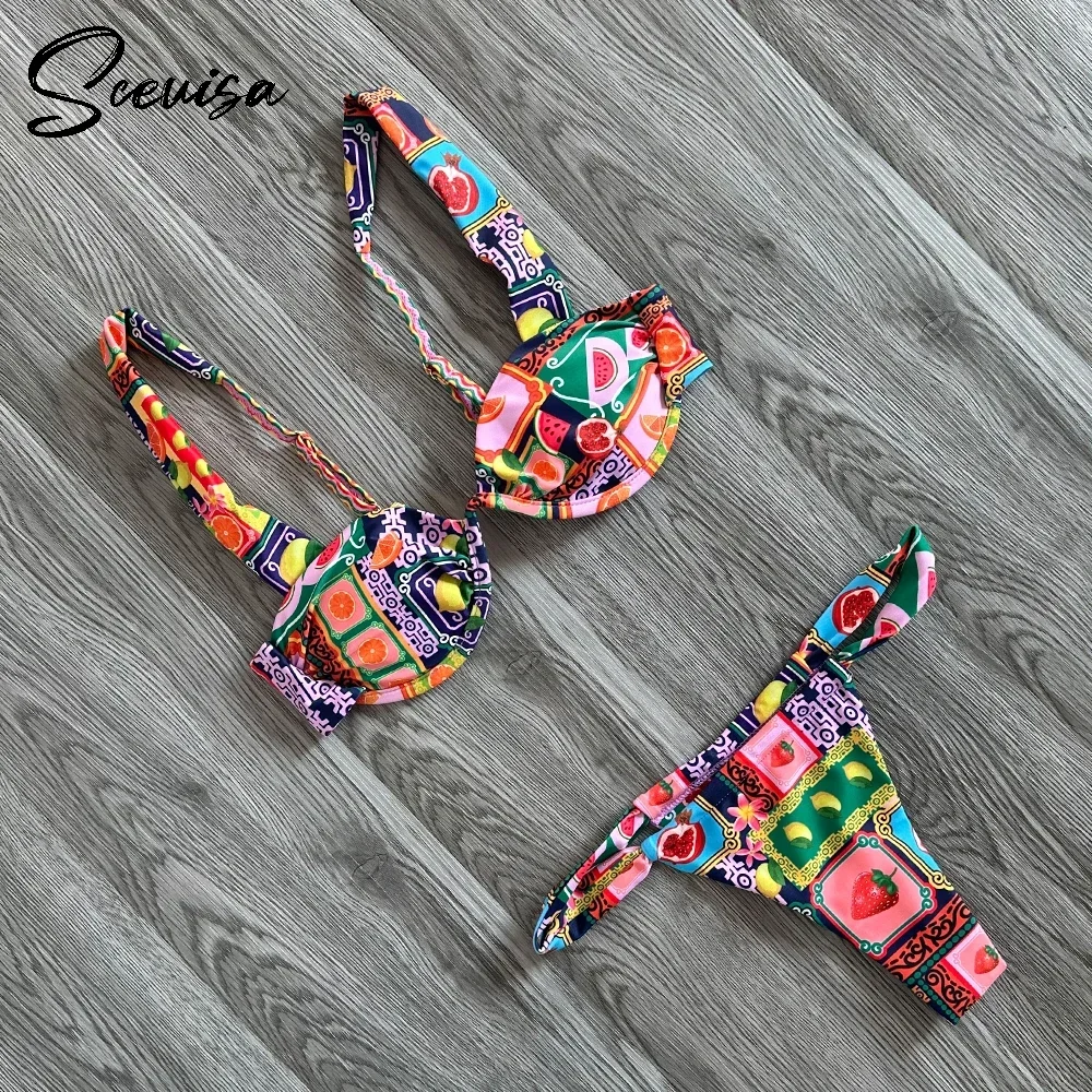 

2025 New Sexy Low Waist Bikini Bikinis Sets New Womens Swimsuit Female Swimwear Floral Bathing Suit Thong Swimming Suits