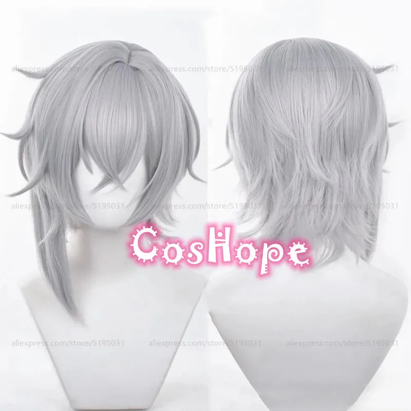 HSR Moze 40 سنتيمتر شعر مستعار رمادي قصير أنيمي تأثيري الباروكات مقاومة للحرارة شعر مستعار اصطناعي ؛ 3 ، c'5.b ؛ 8'