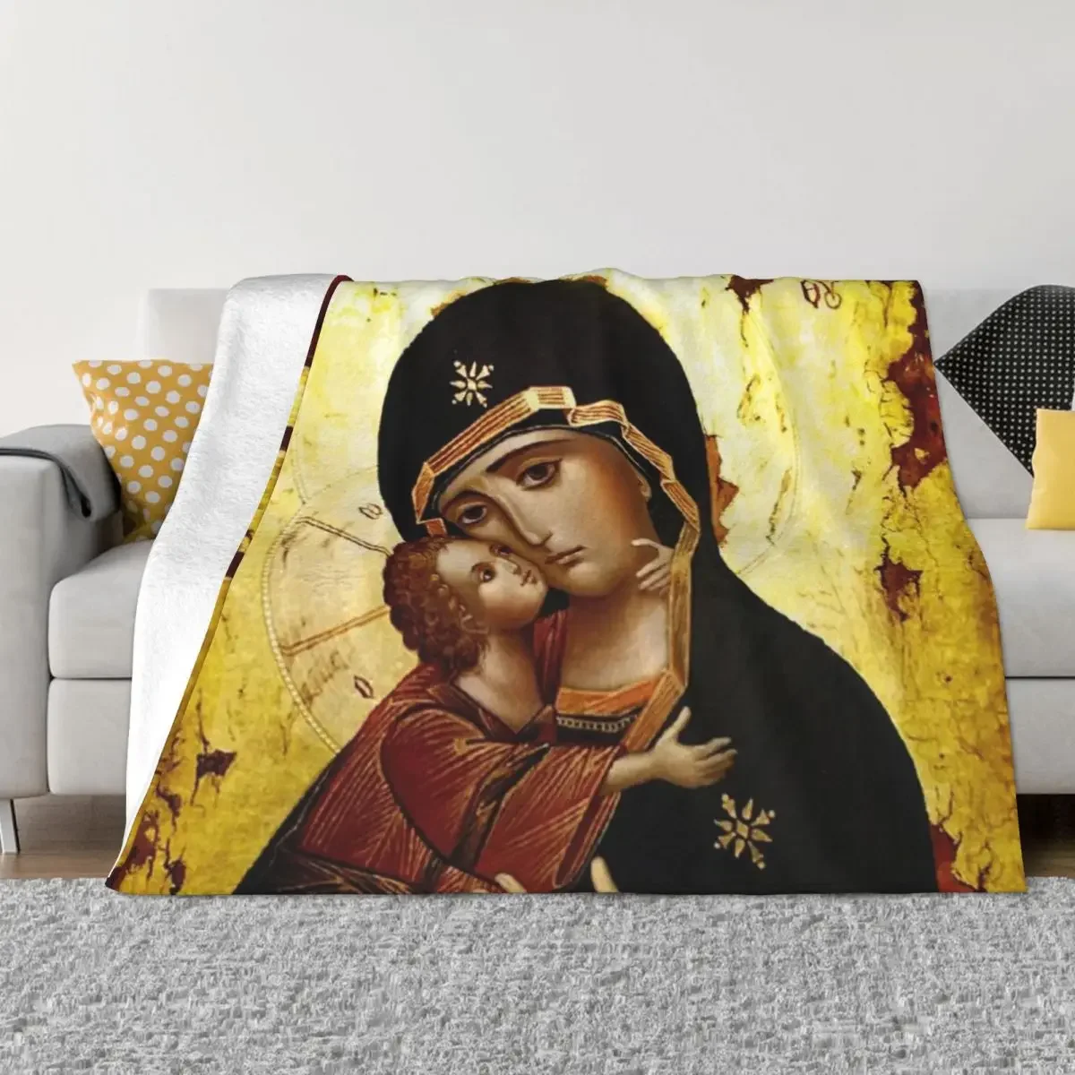 

Virgin Mary, Theotokos, Mother of God, God-bearer Throw Blanket Summer sofa bed Blankets