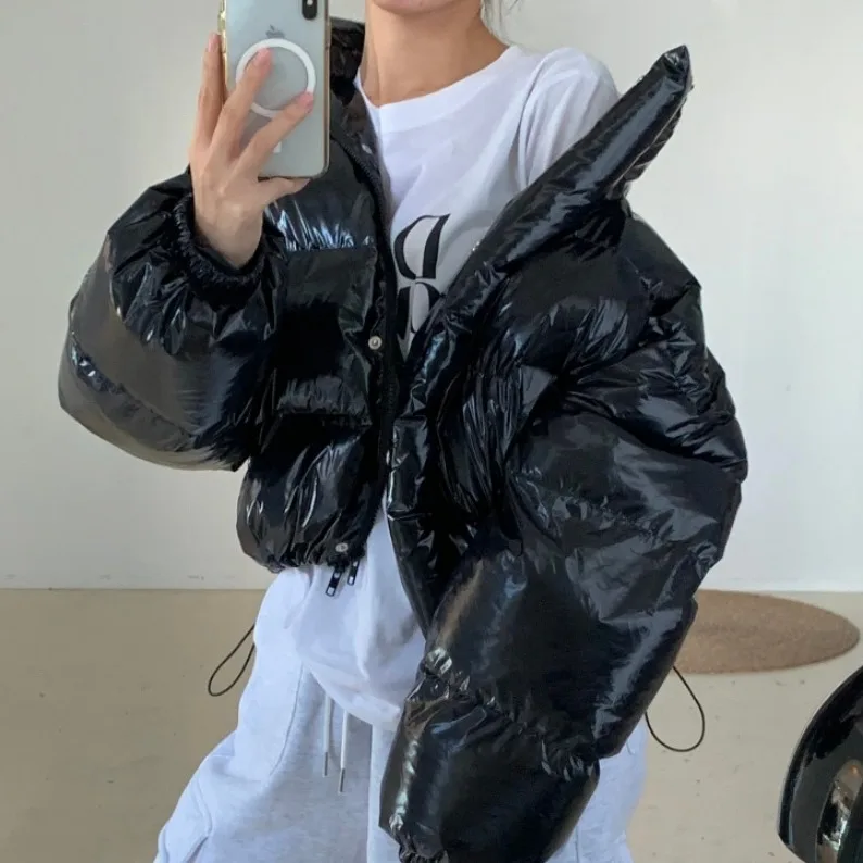 

Glossy Bread Sle Cotton Jaet Women's Loose Fit Stand Collar Dstring Top Versatile Autumn Winter Spring Faion Korean ...