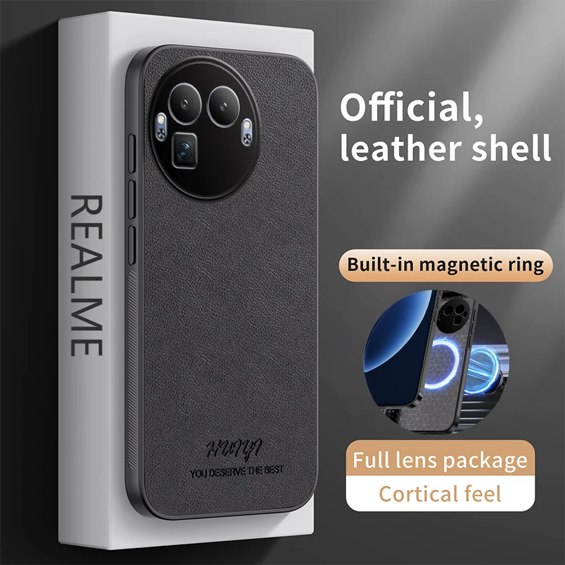 Voor Realme GT8 Pro Case Nieuw Zakelijk Effen Leer Magnetisch Anti-drop Ultradunne Cover Voor Realme GT8 Schokbestendig Bumper Funda