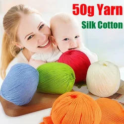 1pc 50g Yarn Silk Cotton Yarn for Crochet Yarn for Knitting Doll Hilo 132 Meters Hand Knitting Dyed