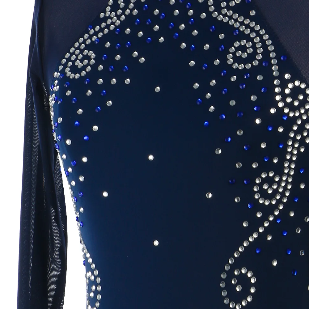 Ice Figure Skating Dress Kids Adult Girls Competition Skirt Custom Navy Blue Black Red With Sparkling Diamonds