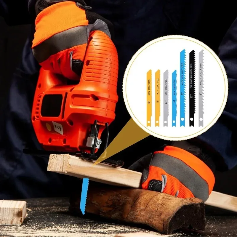 Picture 5: T-Shank Jig saw Blade Set Assorted Carbon Steel Replacement Jigsaw Blades for Wood Plastic Metal Wood Cutting Woodworking Tools