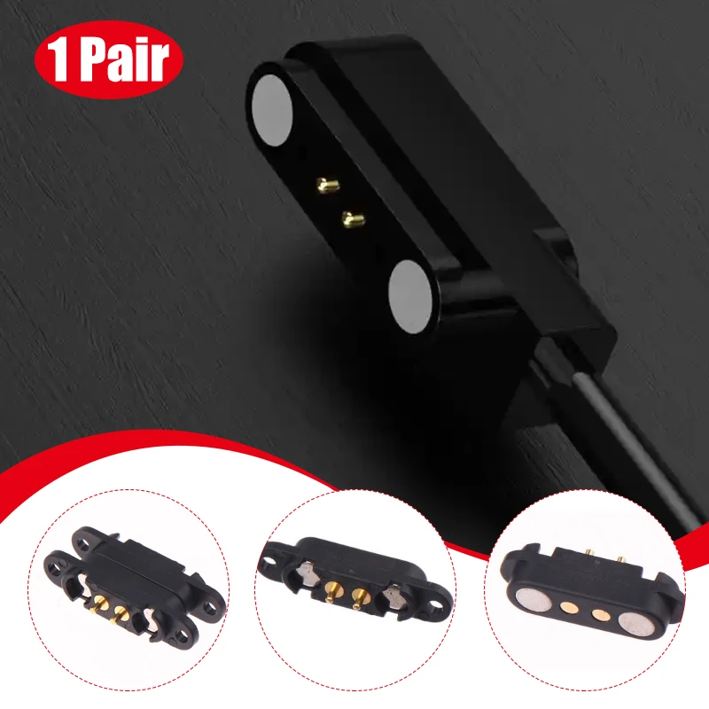2 Pole Male Female Contact Strip 2A Waterproof Magnetic Pogo Pin Connector 2.54mm Spring Fast Charging DC Power Socket 2Pin