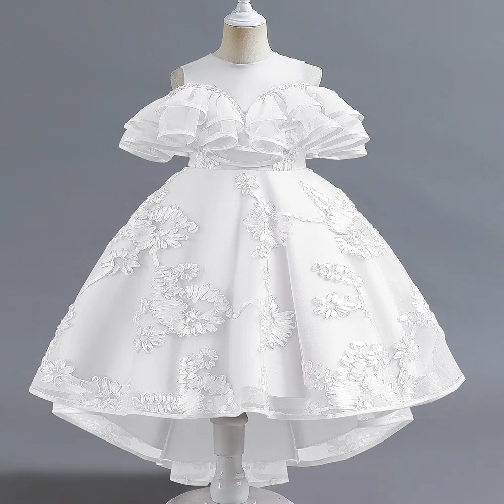 Vestido de princesa con bordado de flores para niñas, ropa elegante de boda para niños de 3 a 12 años, novedad