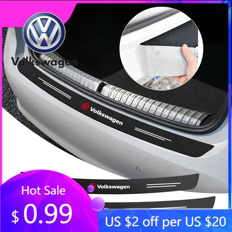 

For VW Volkswagen Jetta MK5 Golf 1Pcs Car Carbon Fiber Rear Bumper Trunk Protection Stickers for Volkswagen VW Scirocco GOLF MK6
