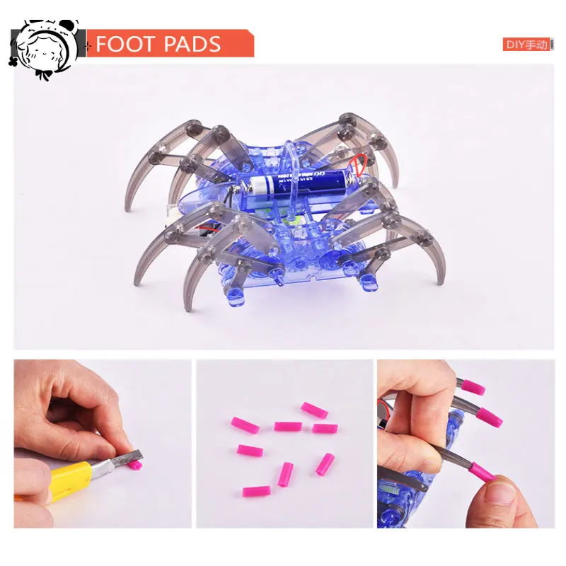 Hot Sale New Electric Robot Spider Toy DIY Educational Stem Robotic Assembles Kits for Kids Christmas Halloween Birthday Gifts