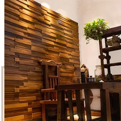 Natural Teak Wood Mosaic Tile 90x30cm Acoustic Wooden Panels 4Pcs/Box for Home Office Interior Wall Art Decor 2025 New Arrival