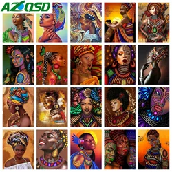 AZQSD 5d Diy Diamond Painting Woman India African Cross Stitch Embroidery Sale Portrait Needlework Full Drill Home Decor