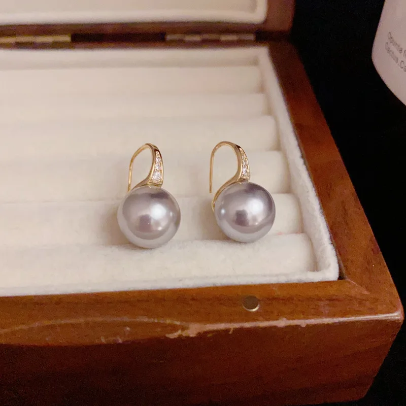 Retro Micro-Pave Zircon Pearl Ear Hooks Fashionable Versatile Earrings Elegant Gentle Drop Earrings