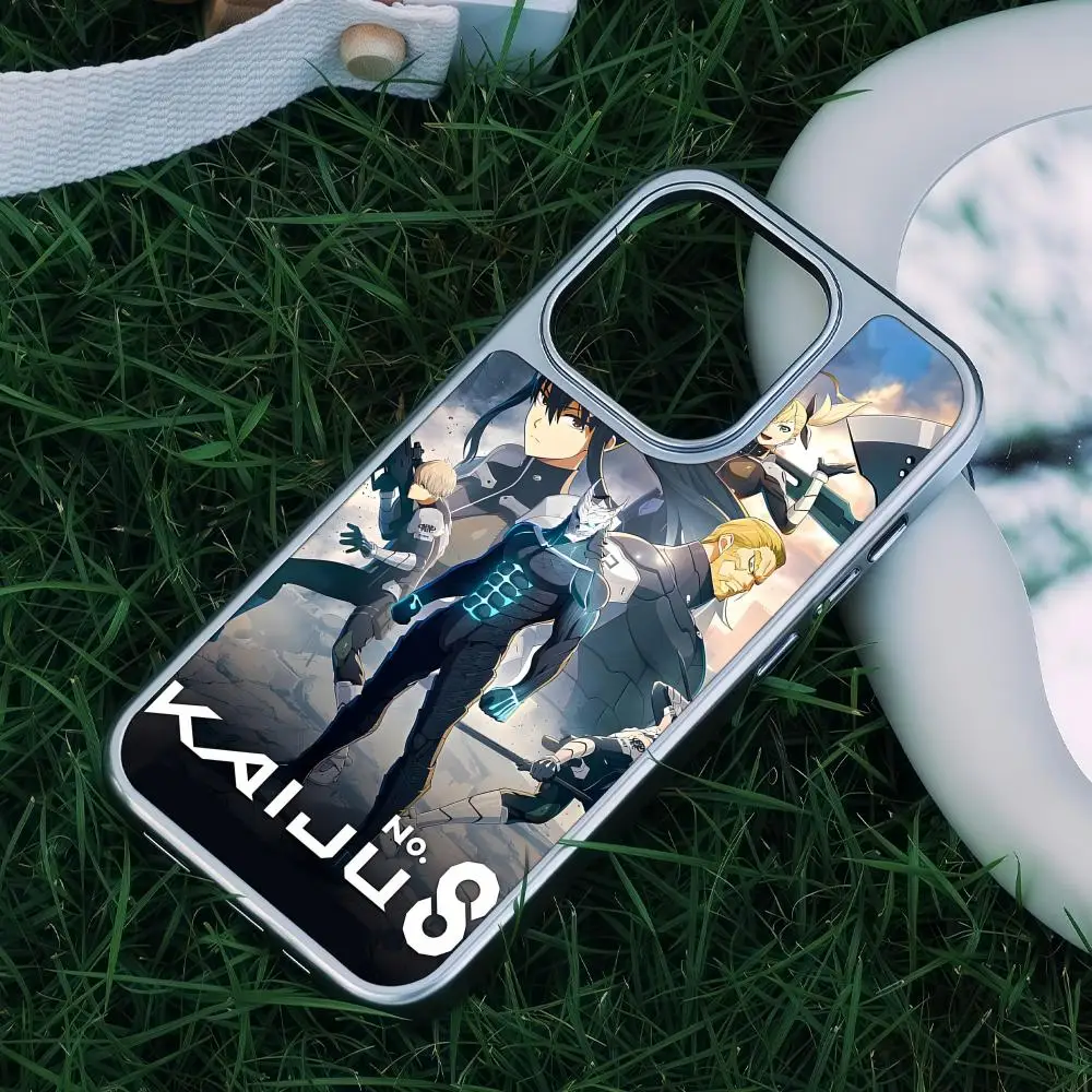 K-Kaiju Anime No. 8 Phone Case For iPhone 17 16 15 14 13 12 Pro Max Plus HD Metal Frame Carbon Fiber Hard Shell view 4