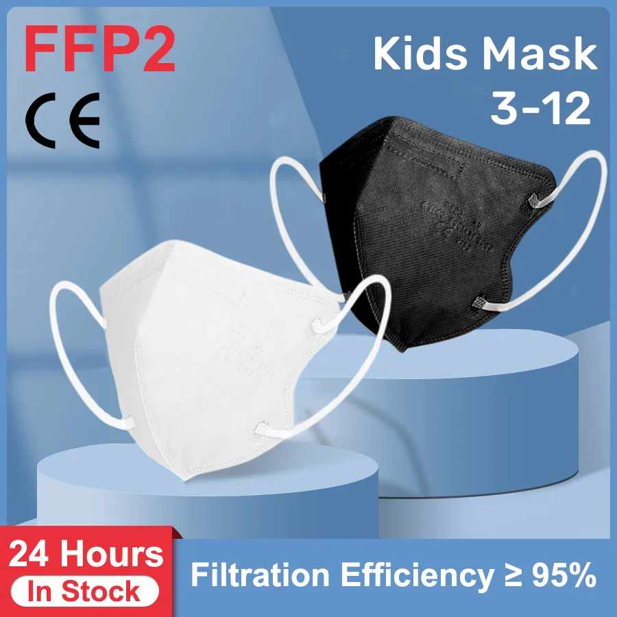 

20-100Pcs Kids KN95 Mask FFP2 Mask 3-12 Years Old Colors Boys Girls Kn95 Children Black White Mascarillas Protective Masque