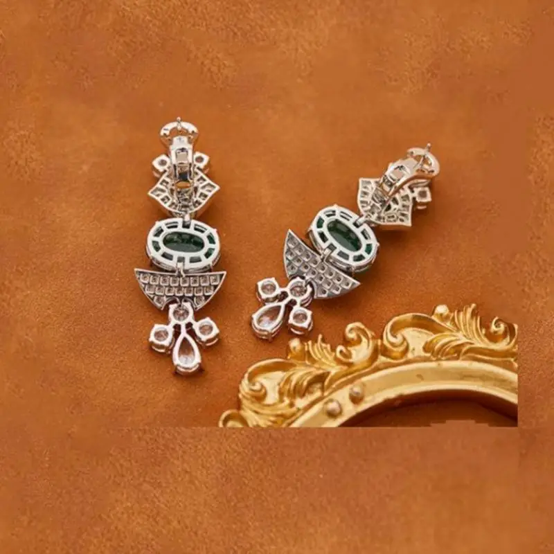Top Quality Emerald green plated gold earrings Party Fine Jewelry For Women