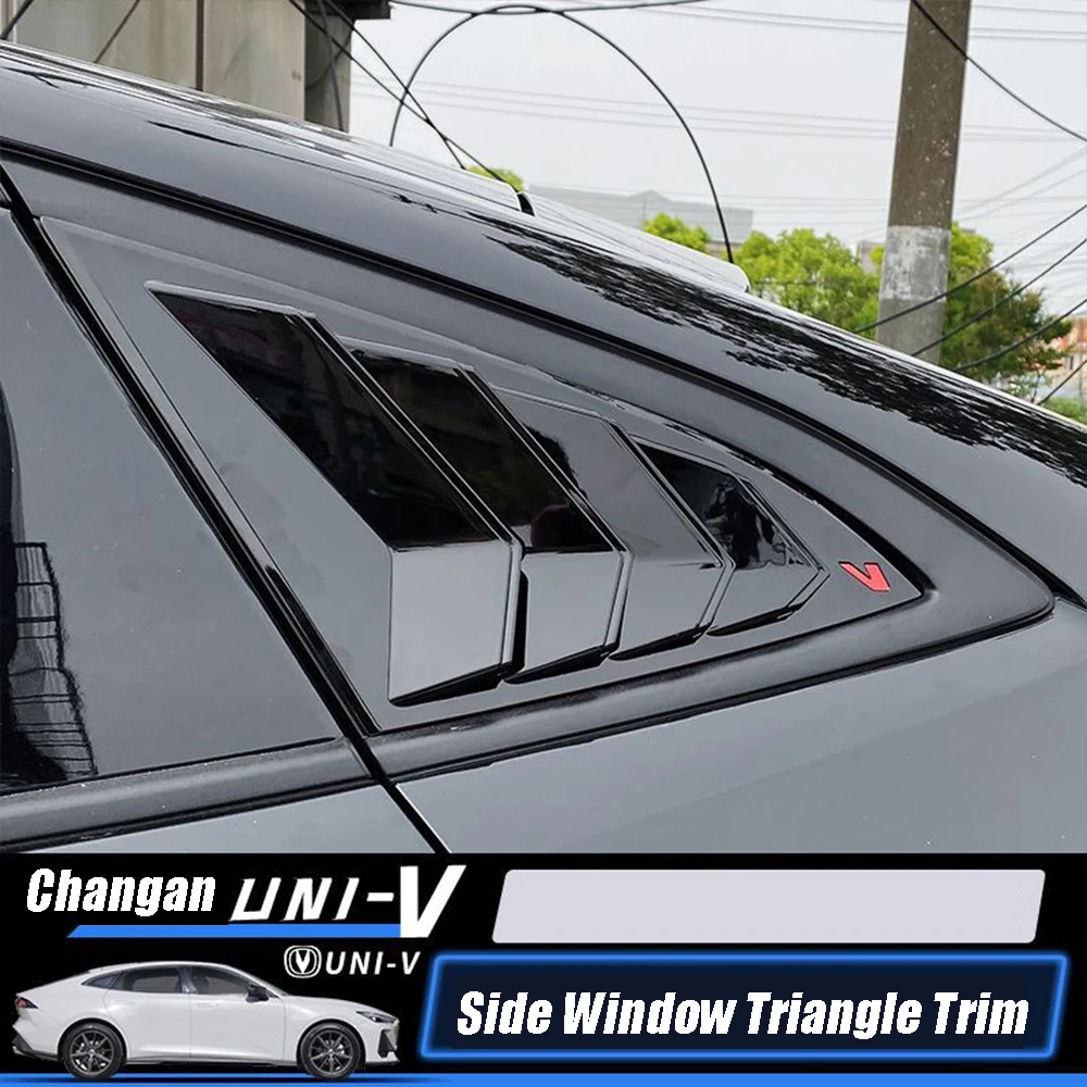 For Changan UNIV UNI-V 2022-2024 Accessories Car Rear Spoiler Wing Side Window Triangle Shutters Trim Louver Cover Carbon Trim