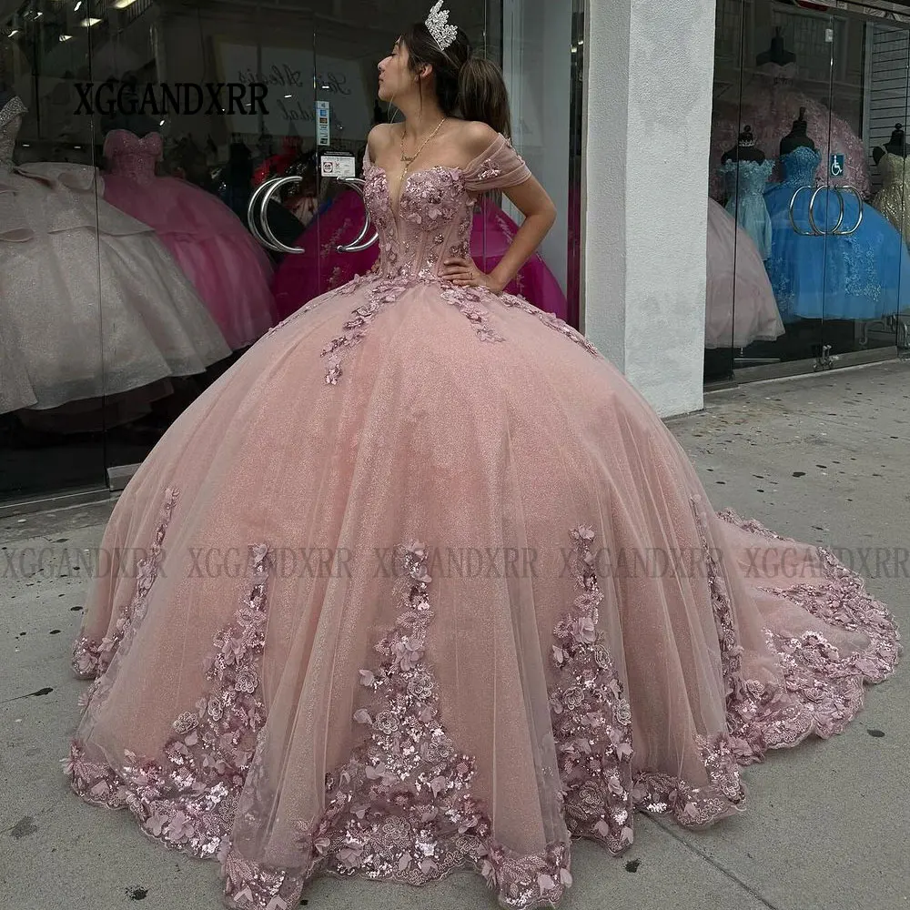 

Fashion Pink Princess Quinceanera Dresses 2024 Lace Applique Vestidos De 15 Anos Ball Gown Sweet 15 16 Vestidos 15 Anos Birthday