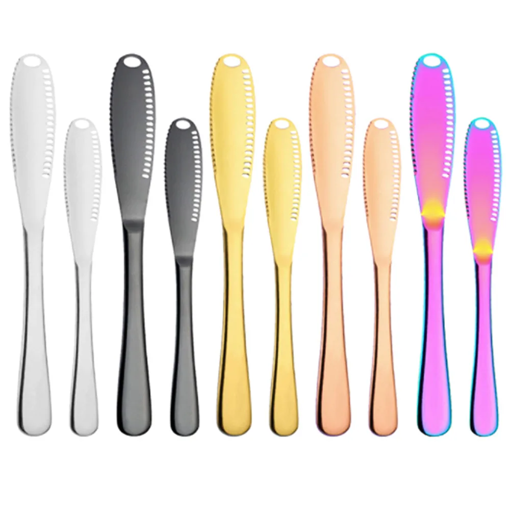 Butter Knife Multi-Function 2 Sizes Colorful with Hole Cheese Grater Cutter Jam Creative Mirror Finish Easy To Clean Baking Tool