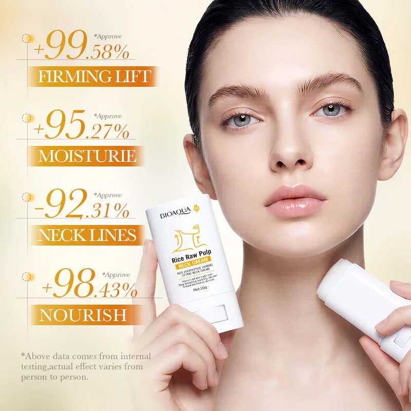 BIOAQUA Rice Raw Pulp Neck Cream Rice Polypeptide Firming Lifting Moisturizer Improve Dull Rough Reduce Fine Lines Neck Care