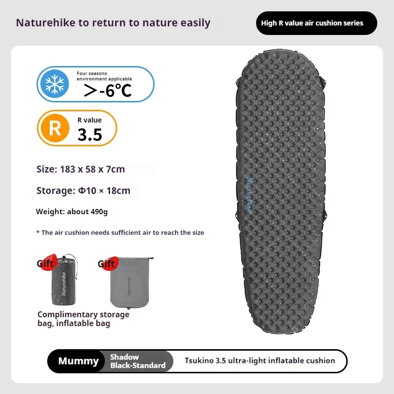 Naturehike Selbstaufblasende Matte Aufblasbare Wärmedämmung Matratze Einzel Paar Luft Camping Bett Isomatte Ultraleicht R3,5 10