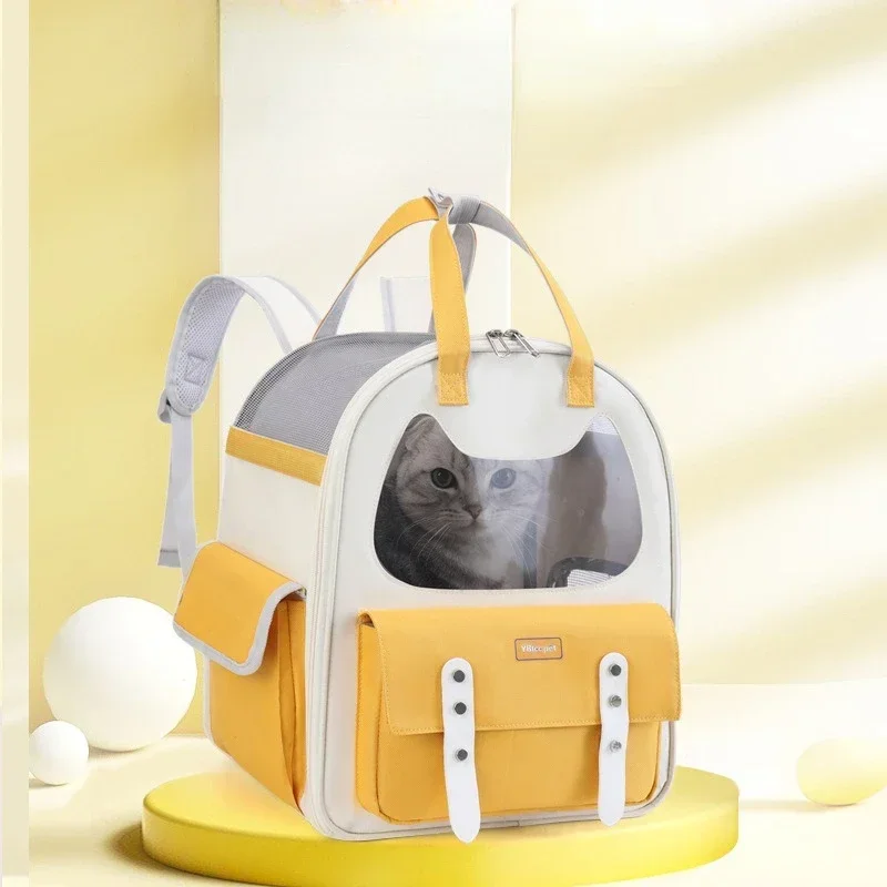 

Cat Backpack Portable Pet Carrier Bag Breathable Portable Double Shoulder Bag Fashion Outdoor Travel Carrier Bag Cat Accessories