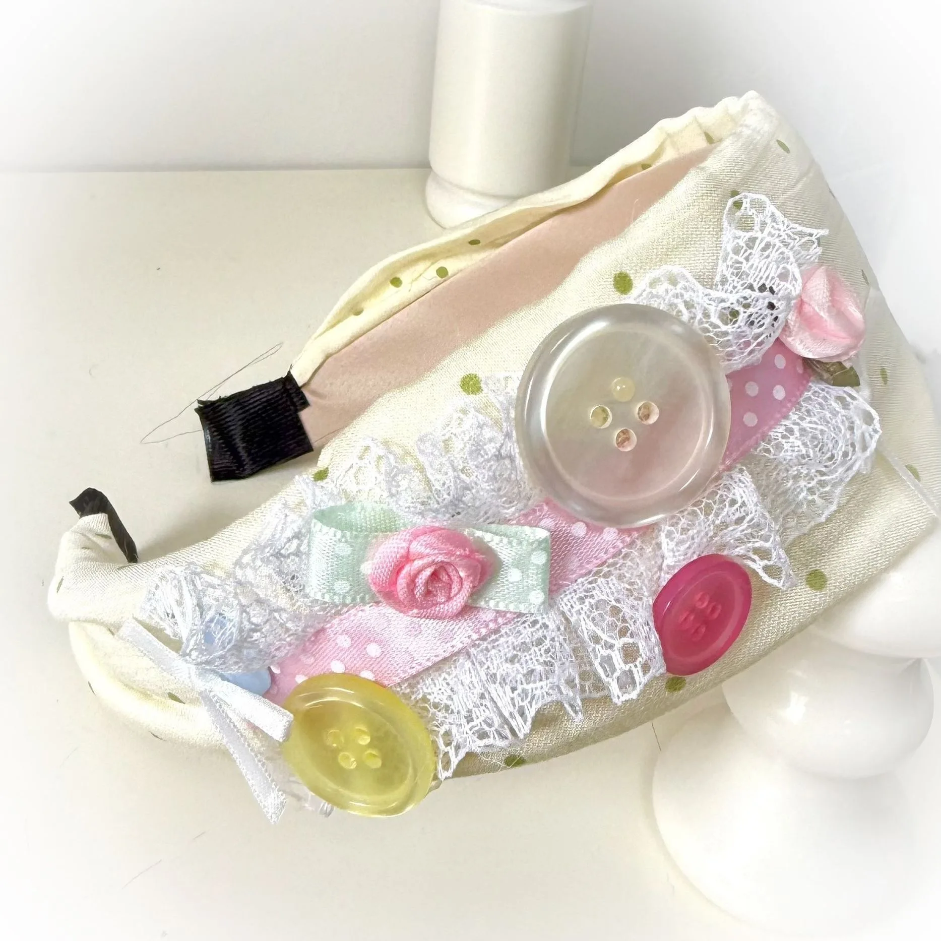 Y2K Wide Polka Dot Hairband Vintage Colorful Large Button Design Sweet Girls Hair Accessory Daily Street Party Hair Ornament