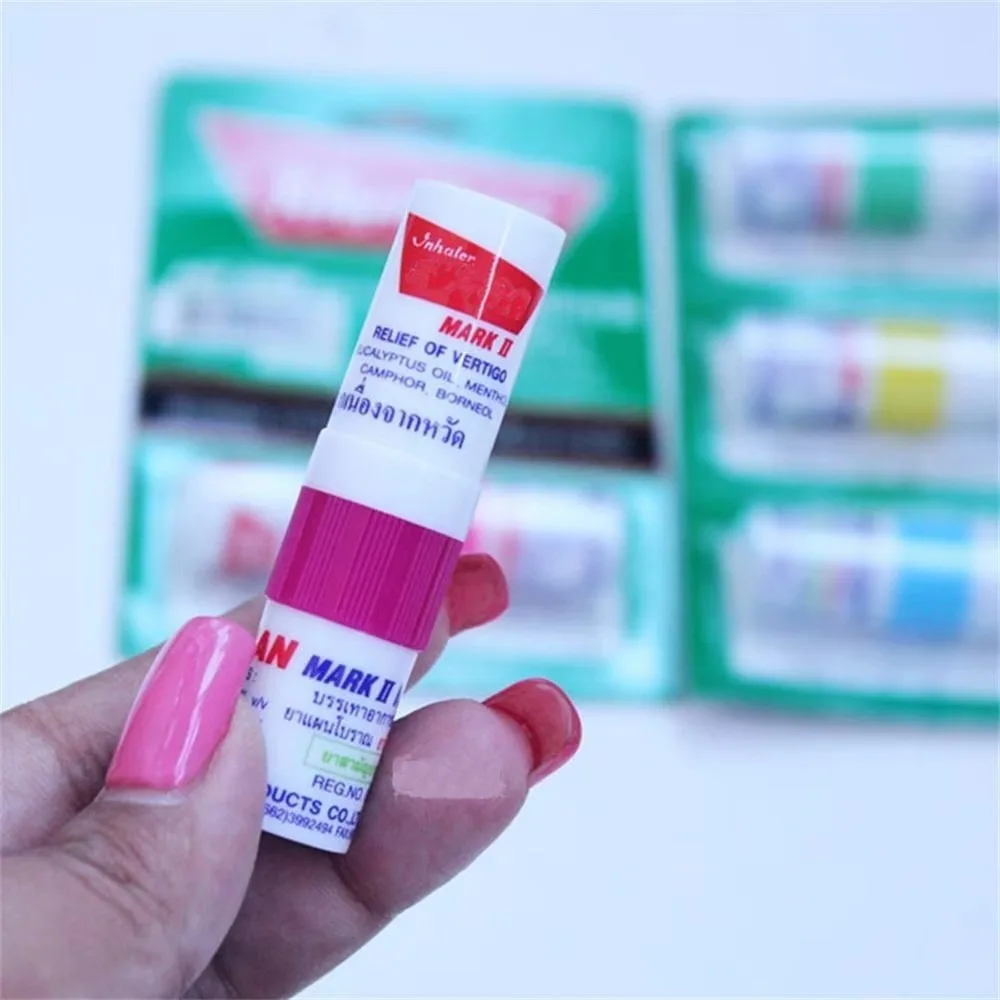 تايلاند النعناع اسطوانة 1 قطعة ستة ألوان احتقان الأنف الدماغ والأنف شفط فئة الأنف منعش الطلاب جهاز استنشاق الأنف البارد