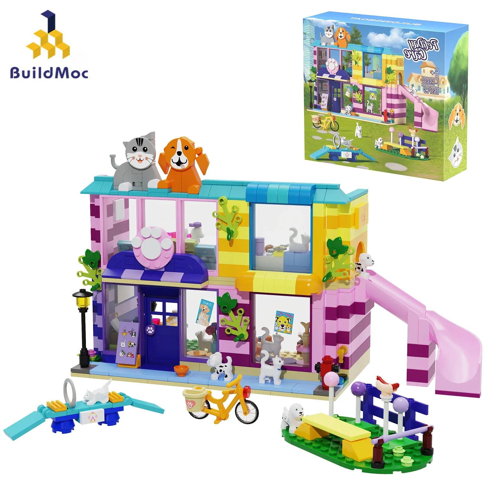 BZB 569PCS Pet Day Care House Model Kit Building Blocks Moc Playing Animals Paradise Bricks Idea fai da te giocattoli regali di compleanno per bambini