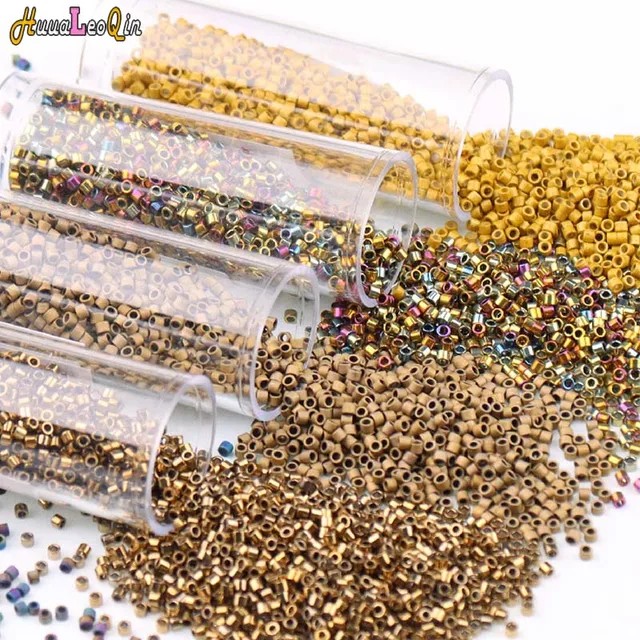10g/Tube 1.3 * 1.6mm Ogólne japońskie metaliczne koraliki szklane 11/0 Luźne koraliki dystansowe do tworzenia biżuterii DIY Szycie