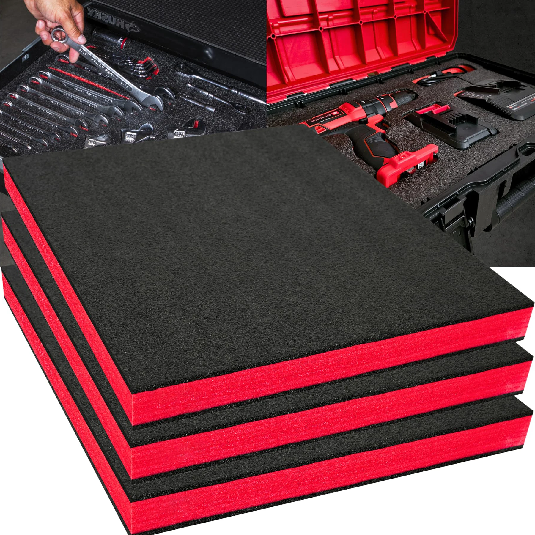 3 Pack Tool Box Foam,Tool Shadow Foam Inserts For Toolboxes Packaging,Craft,Polyethylene Storage Sheets For Toolbox Hard Case
