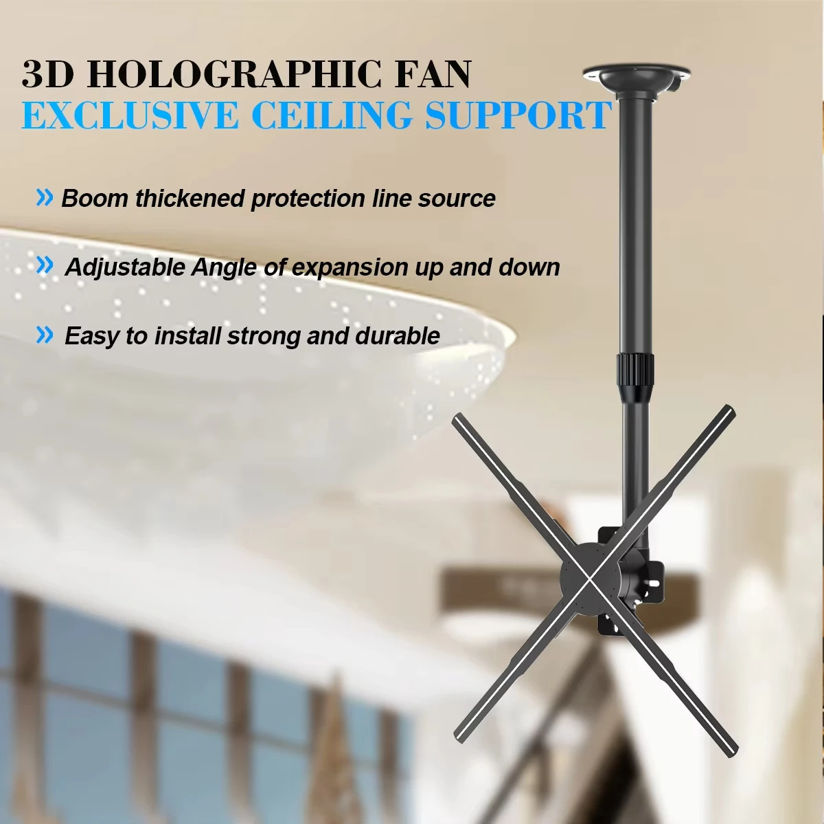 3D Hologram Projector Fan Stand Universal Hook Steel Bracket Use for 60-100cm 3D Fan Adjustable Ceiling Fan Stand Bracket