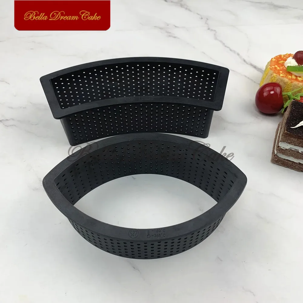 Arc/Oval Shape Denmark Bread Ring Mold French Dessert Plastic Mousse Mould Perforated Toast Circle Cake Decorating Tool Bakeware