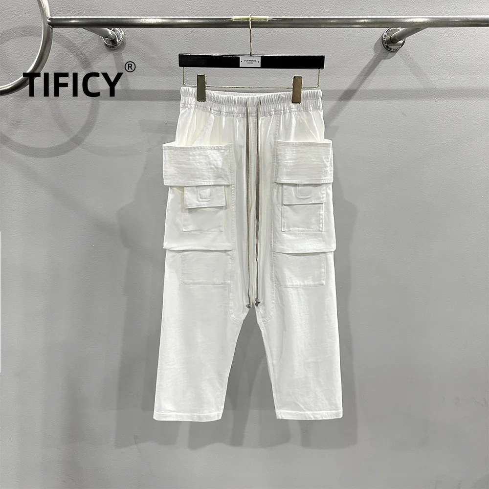 

TIFICY High Street Shorts Men's New Motorcycle Double Ring Cotton High Street Versatile Eight Point Casual Straight Leg Pants