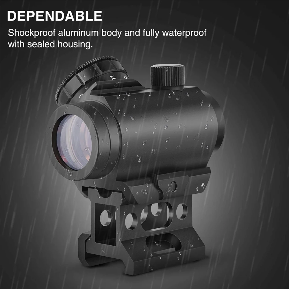 1x20 Red Dot Sight Tactical Rifle Scope 4 MOA Red Dot Sight Reflex Sight Optical Sight with 1 inch Riser Mount Airsoft Hunting
