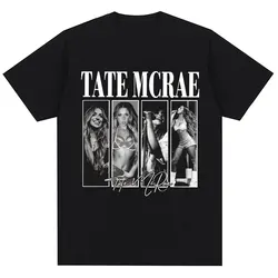 Vintage Tate McRae Signature Print T Shirt The World Tour 2025 Fashion T-shirts 100% Cozy Cotton Oversized T Shirts Streetwear