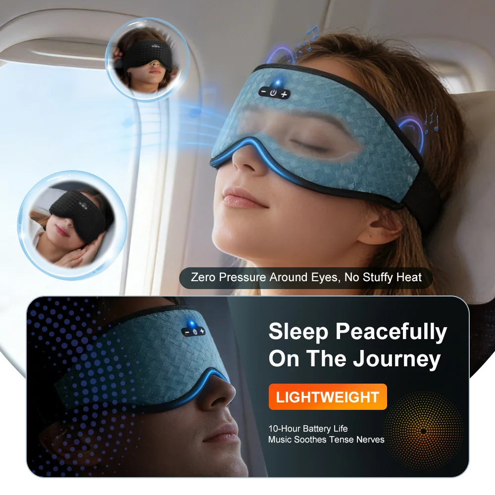 3D Bluetooth Eye Mask Wireless Stereo Sleeping Earphones Comfortable Washable Blindfold Handsfree Call Eyemask for Home Travel