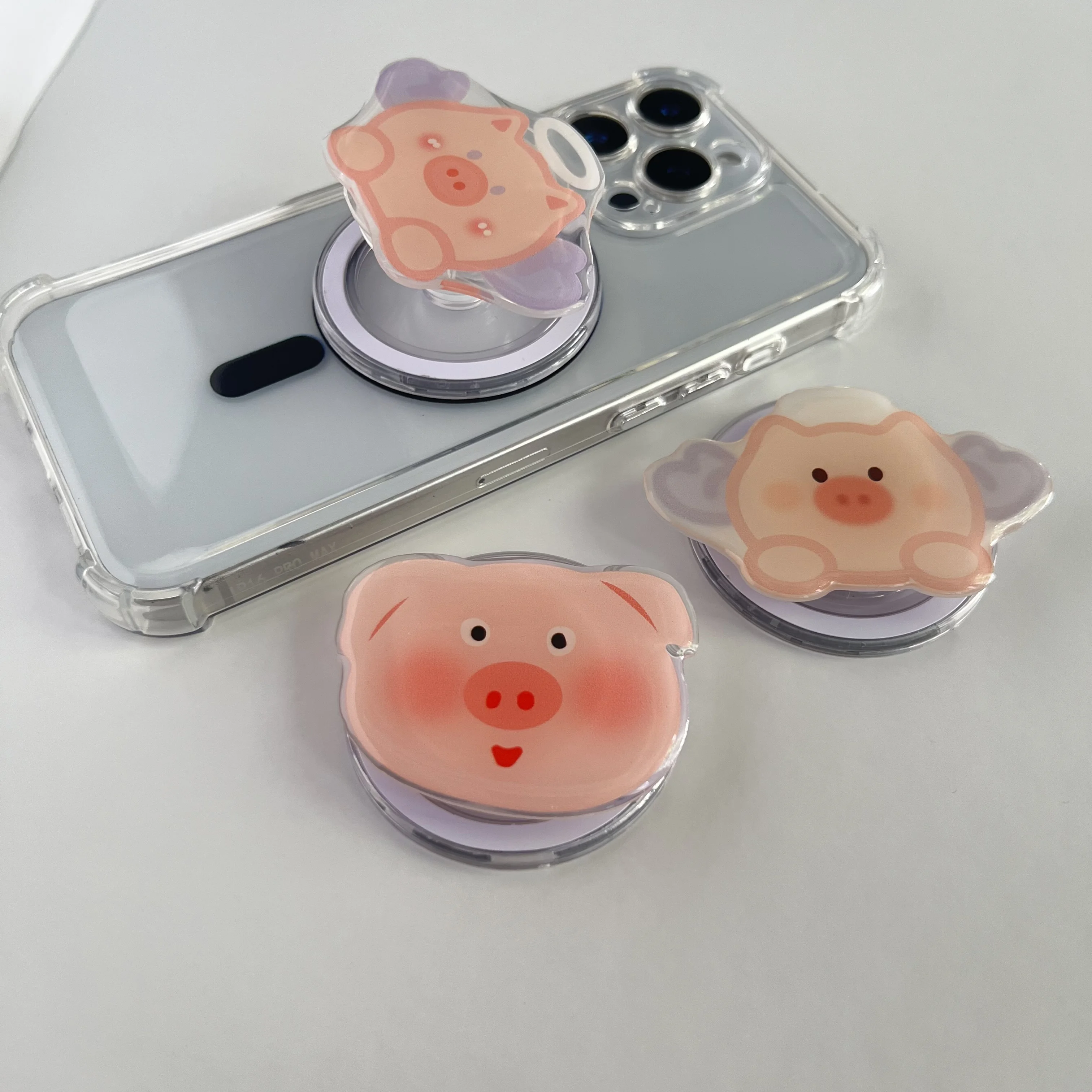 

Cute Pet Lovely Pig Phone Holder Griptok Support For IPhone Samsung Cases Grip Tok Socket Bracket Girl Gift