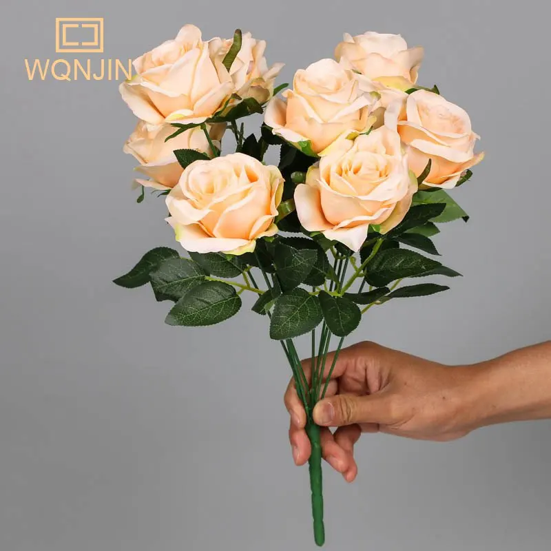 9 Köpfe lila künstliche Blumen Heimdekoration 9 Farben Schönheit Seide gefälschte Blume speziell für Hochzeit und Festival Dekoration – Detail 8