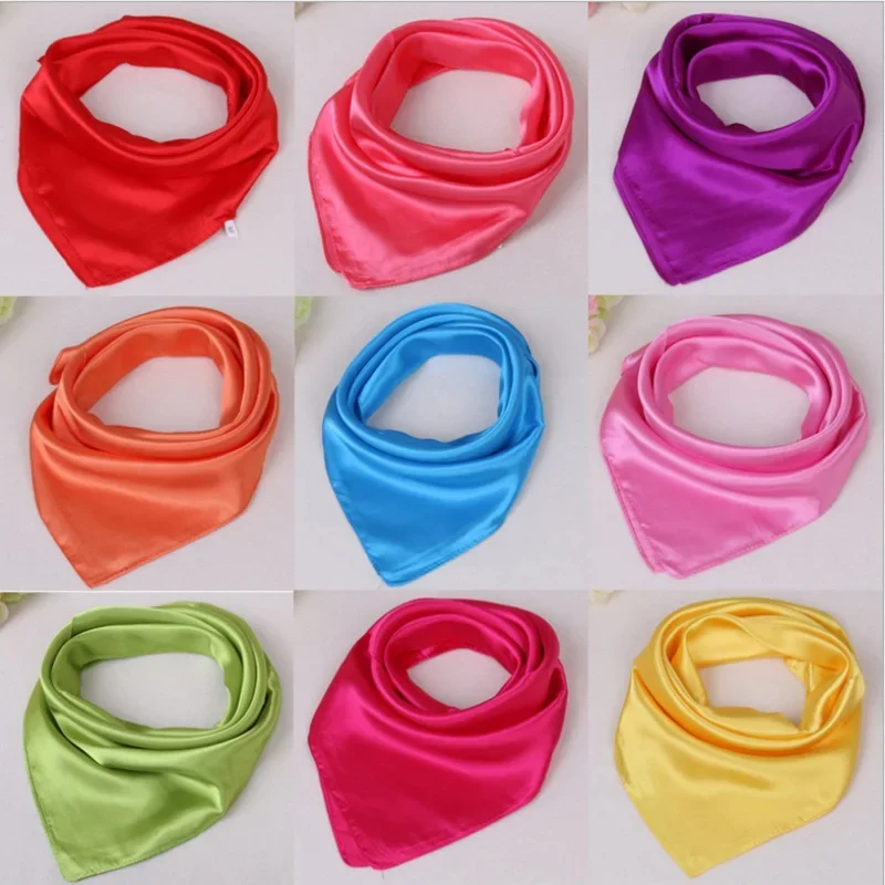 

60*60cm Women Solid Color Silk Scarf Spring Autumn Fashion New Simple Square Scarfs For Ladies Female Scarf