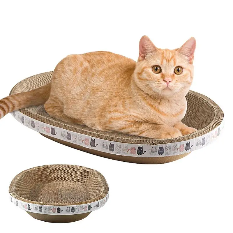 Cat Scratcher Cat Scratching Board High-Density Oval-shaped Cardboard For Cat Scratch Durable And Eco-Friendly Cat Scratch Pads