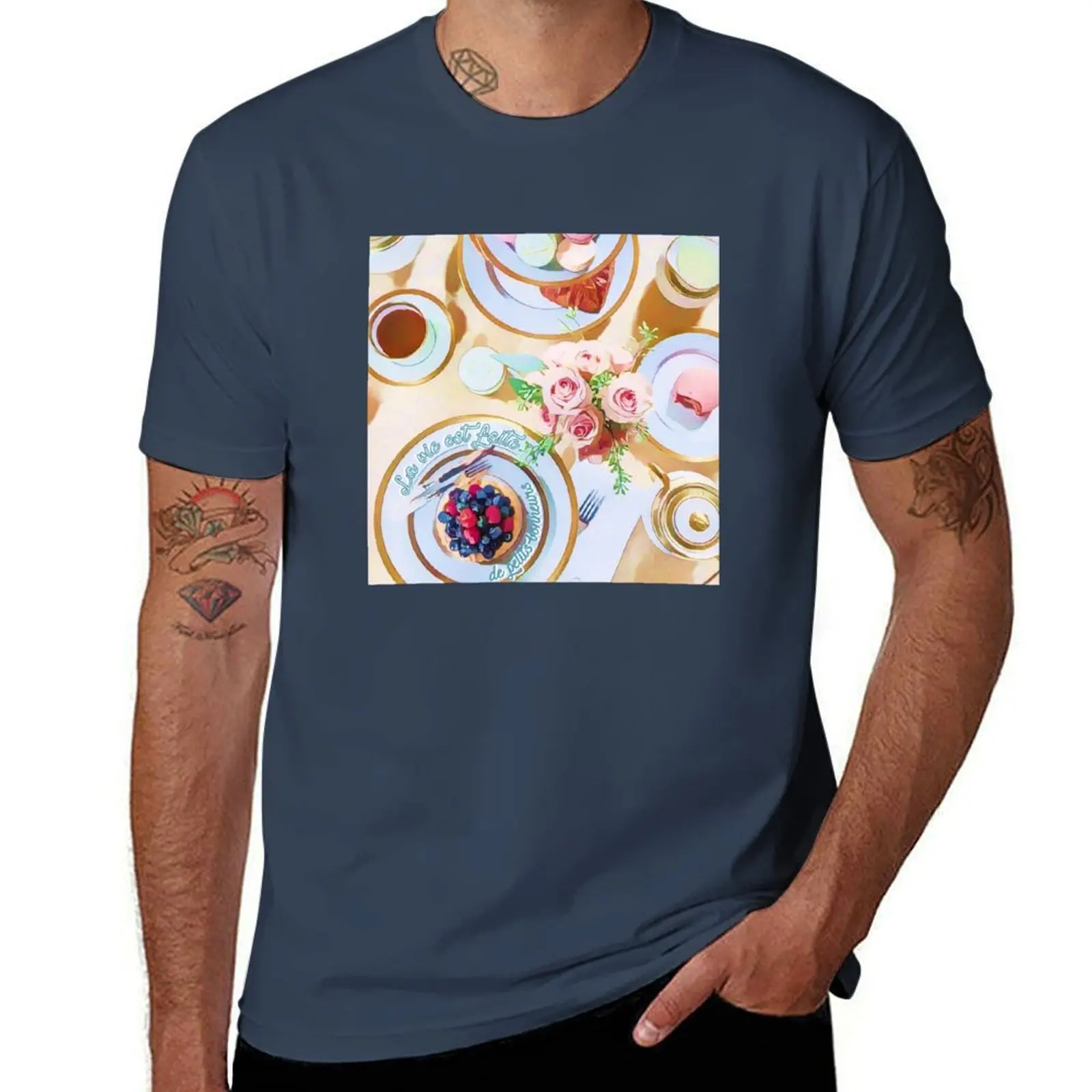 

La Vie Est Faite de Petits Bonheurs Illustration T-Shirt Summer Festival T-Shirt